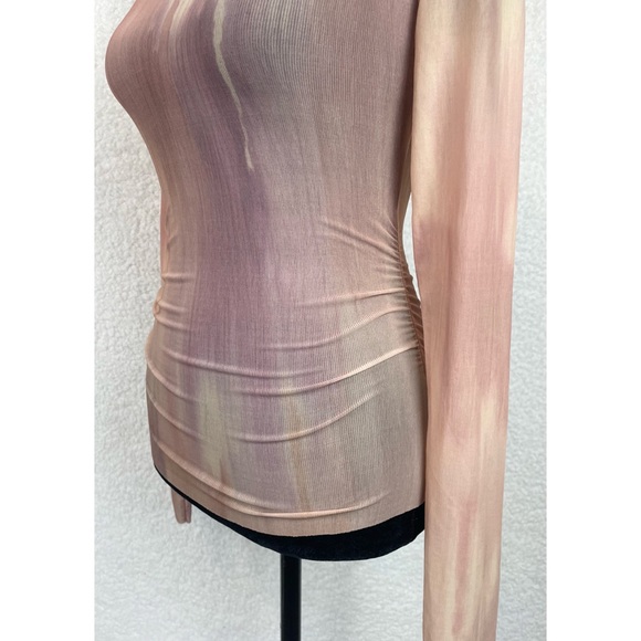 ZARA • Abstract Printed Tulle Long Sleeve Blouse Top - Picture 4 of 14